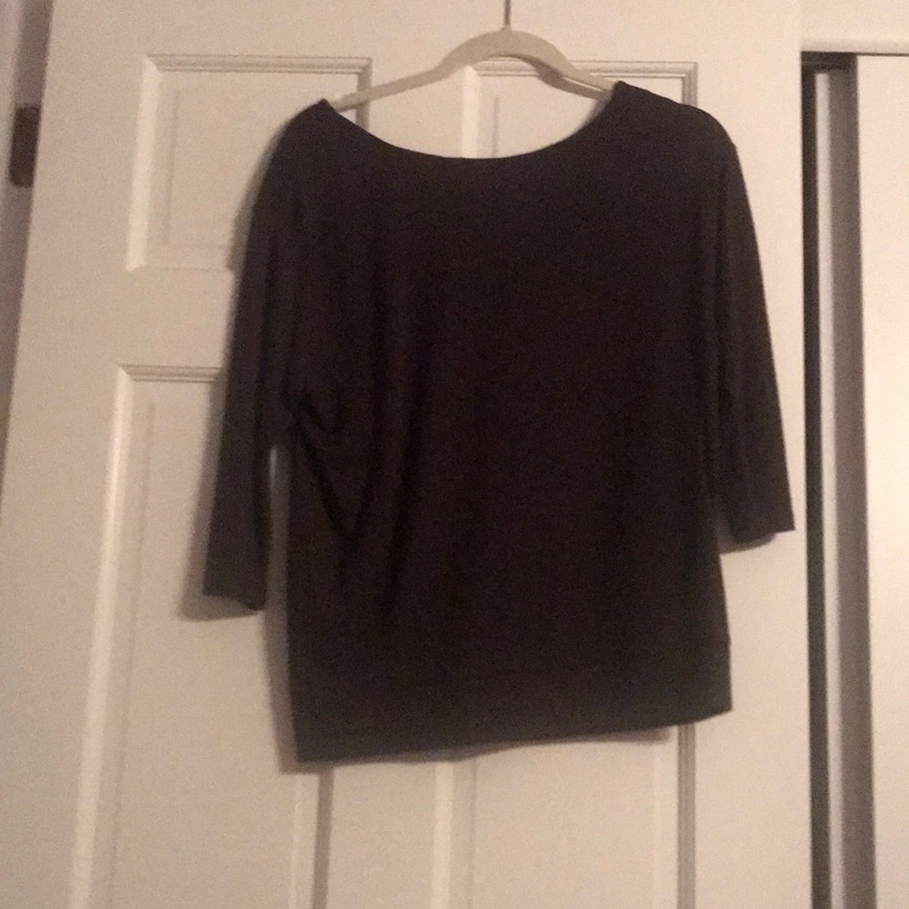Plum Loft sweater with snap up back